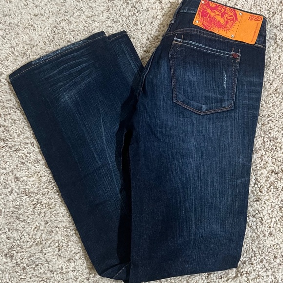 New Ed Hardy Jeans Women's Embroidered Logo Size 29 Denim Jeans Boot Cut NWT - Picture 6 of 8